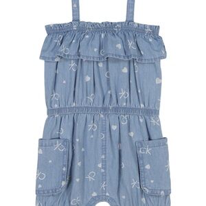 Calvin Klein Light Denim Blue Heart-Print Romper